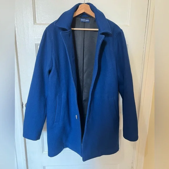 American Apparel Blue Wool Coat - Picture 8 of 11